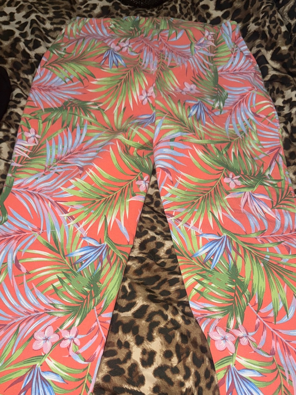 Tropical Coral Palm Print Leggings